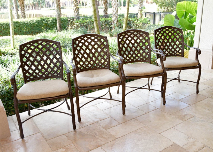 Set of Four Cast Aluminum Patio Chairs