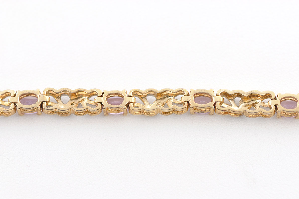Topaz and Amethyst Gold Tone Vermeil Bracelets with Pave Set Clear Stones