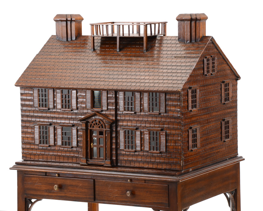 Mahogany Architectural Model Dollhouse on Stand
