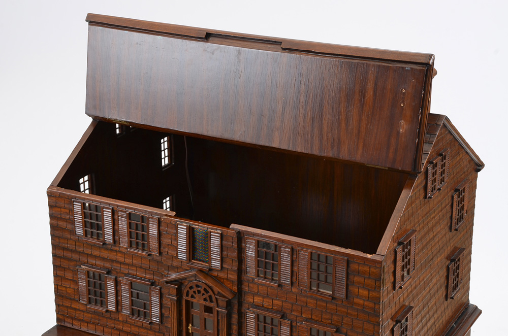 Mahogany Architectural Model Dollhouse on Stand