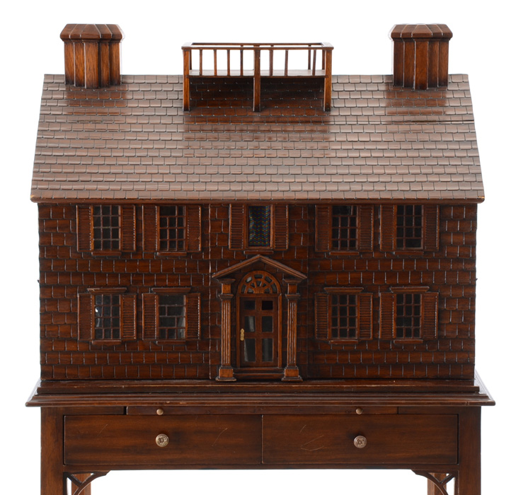 Mahogany Architectural Model Dollhouse on Stand