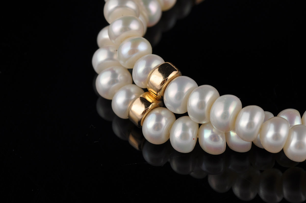 14K Double Strand Pearl Bracelet