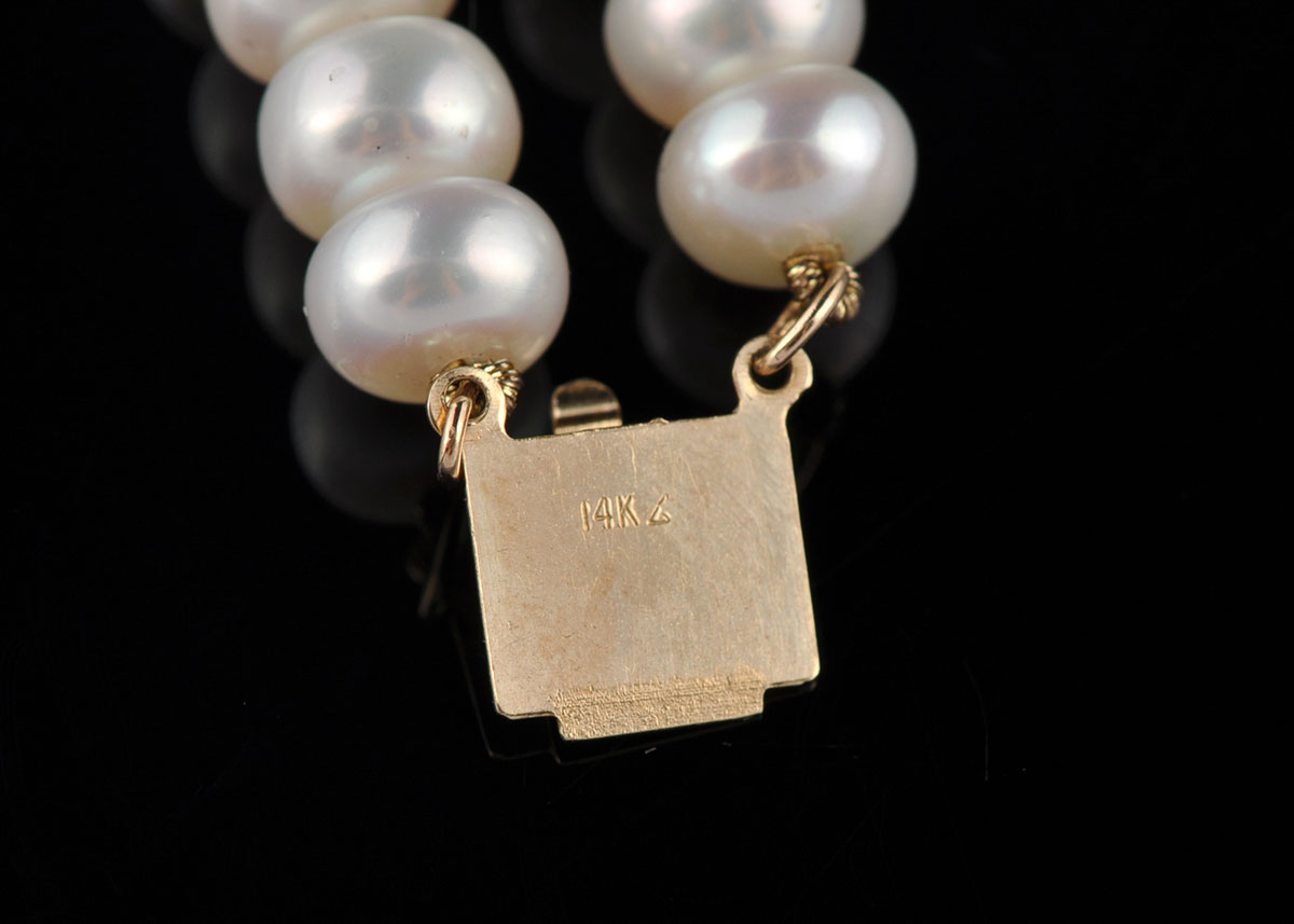 14K Double Strand Pearl Bracelet