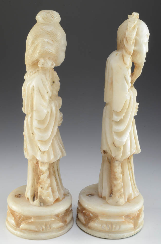 Pair of Carved Asian Alabaster Figures