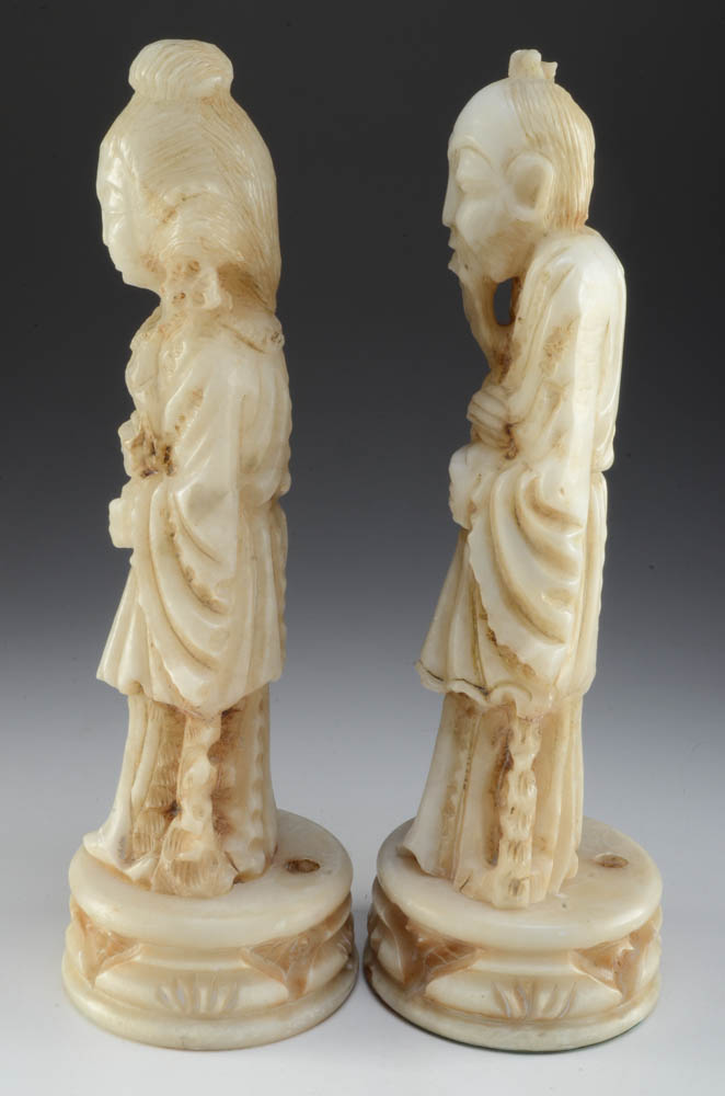 Pair of Carved Asian Alabaster Figures
