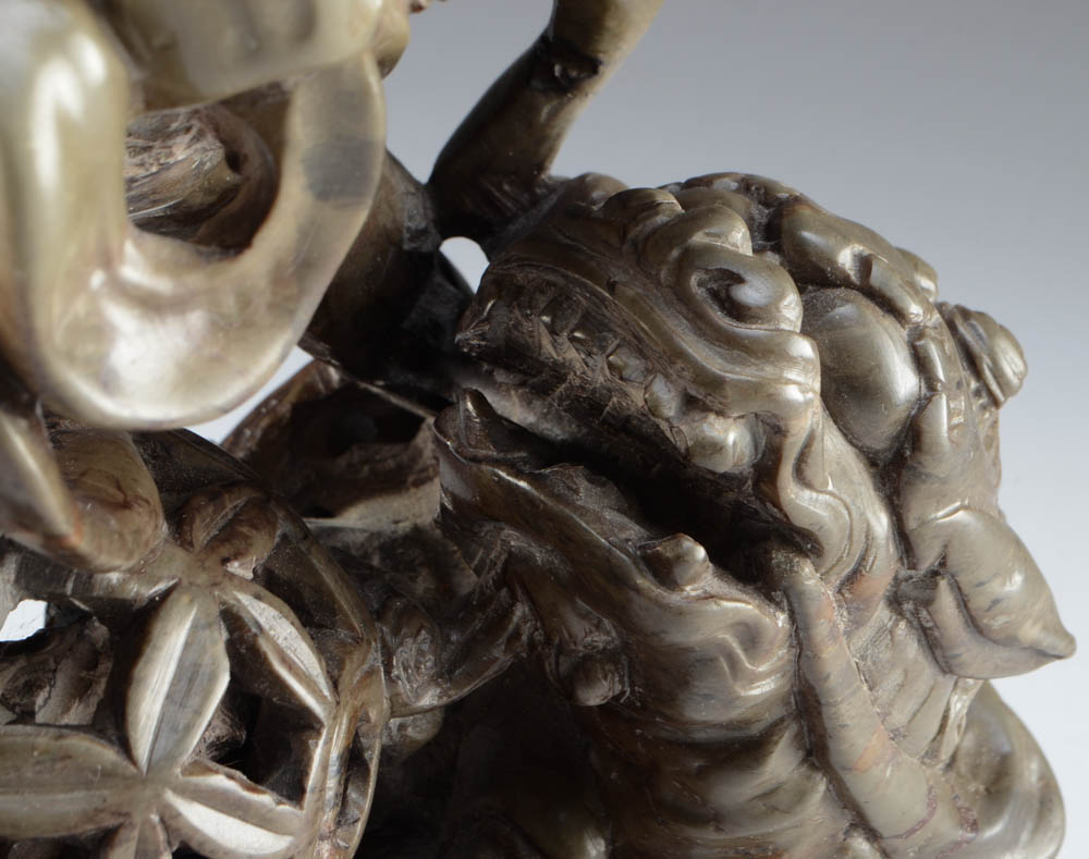 Japanese Soapstone Carving of Fu Dogs / Lions