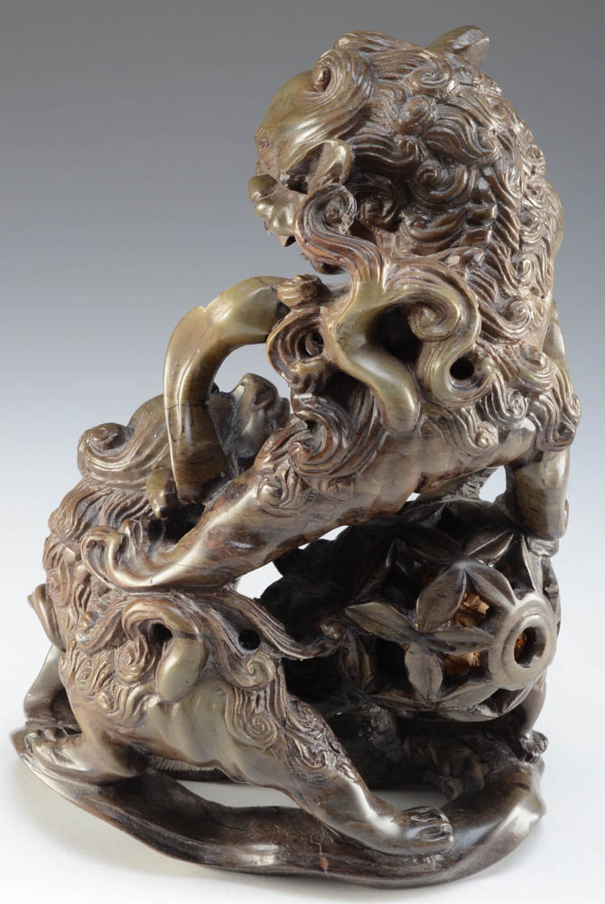 Japanese Soapstone Carving of Fu Dogs / Lions