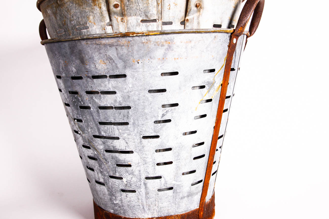 Pair of Mediterranean Olive Colander Buckets