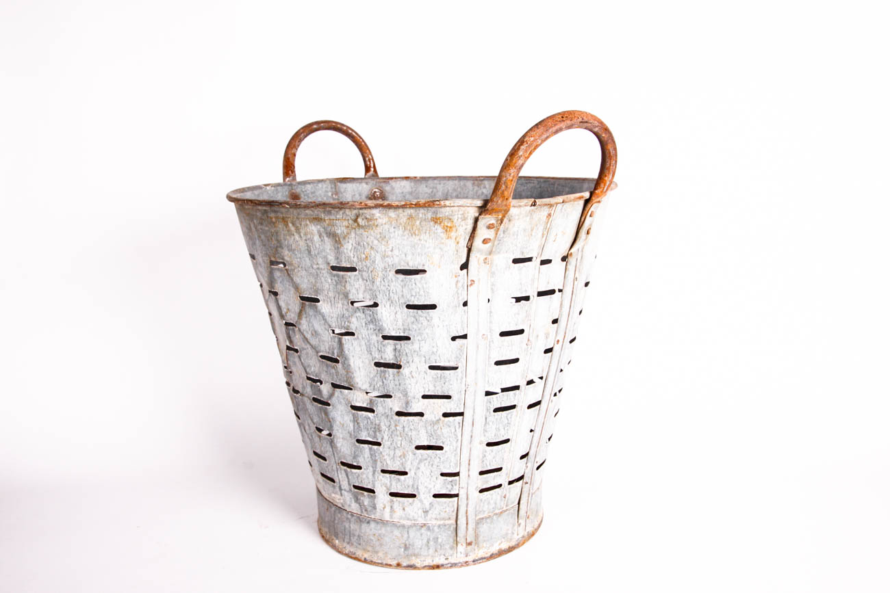 Pair of Mediterranean Olive Colander Buckets