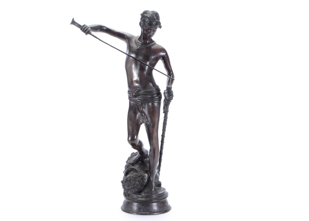 After Antonin Mercie Bronze Sculpture of "David Vainquer"