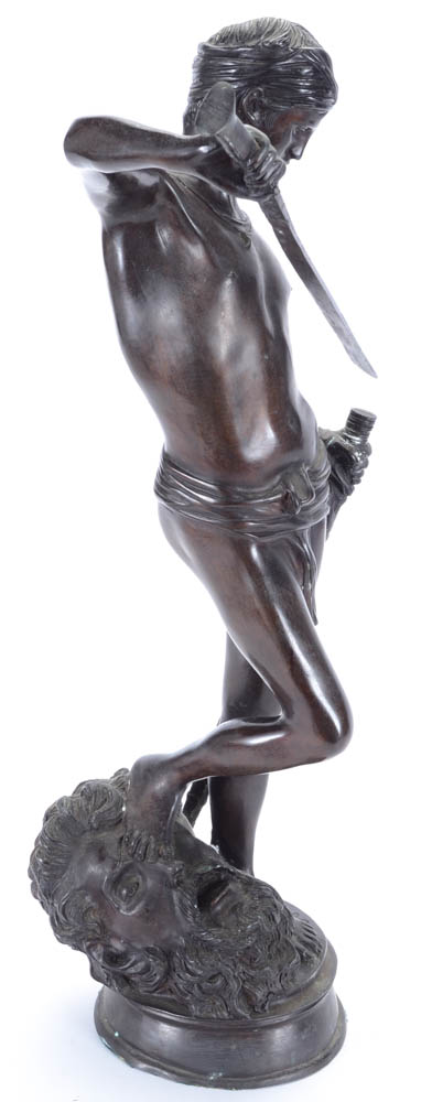 After Antonin Mercie Bronze Sculpture of "David Vainquer"