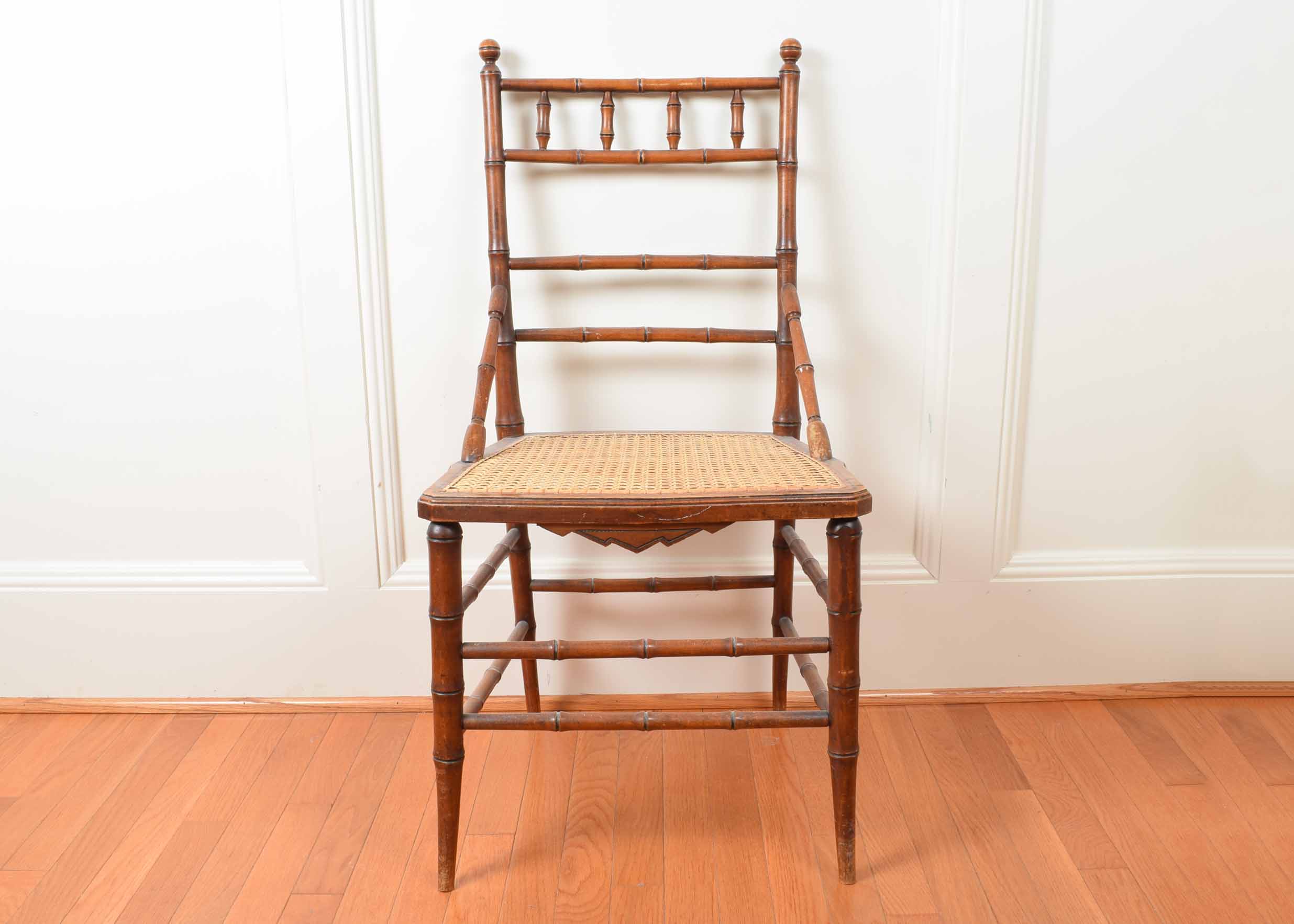 Chippendale Style Cane Seat Receiving Chair