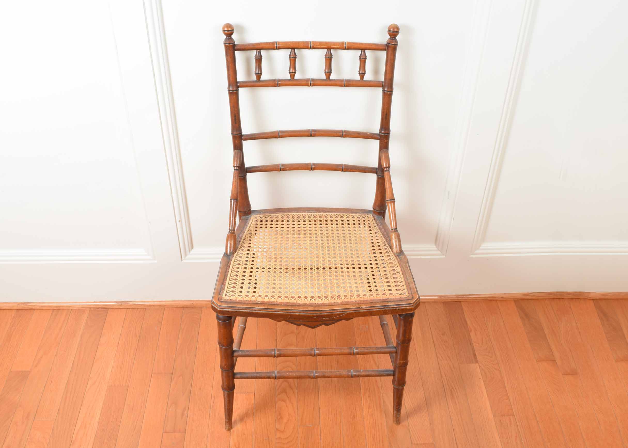 Chippendale Style Cane Seat Receiving Chair