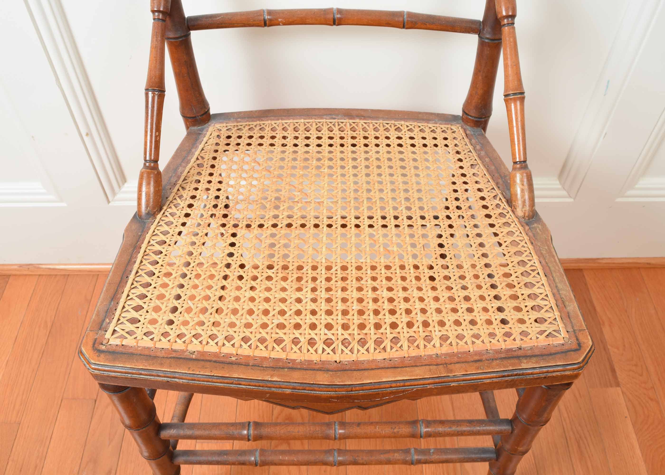 Chippendale Style Cane Seat Receiving Chair