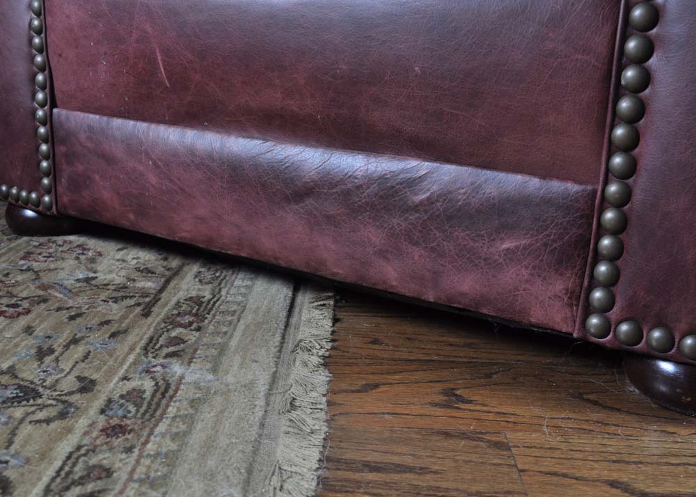 Morgan Stewart Burgundy Leather Saloon Chair with Ottoman