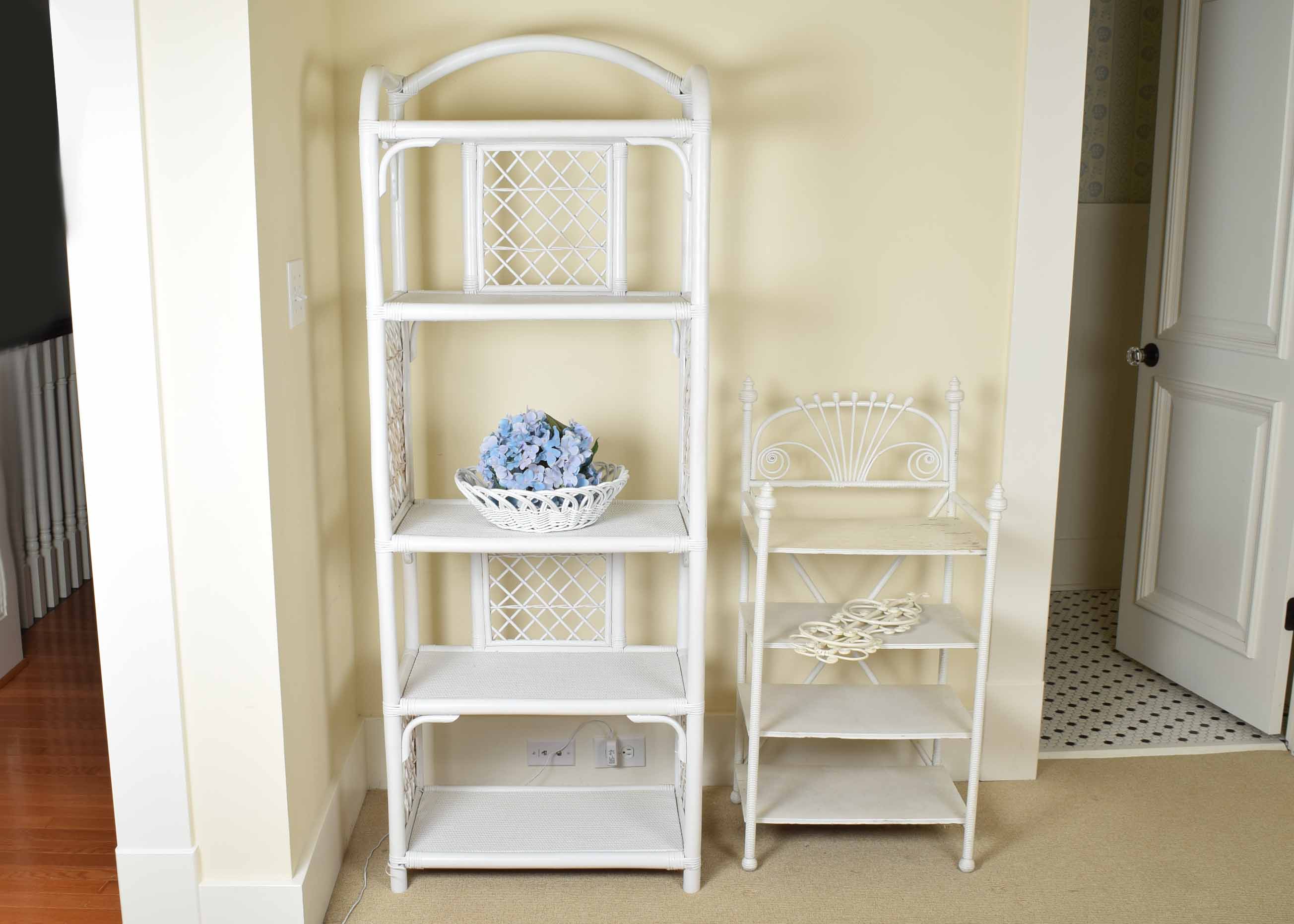 Bamboo and Rattan Shelf Duo