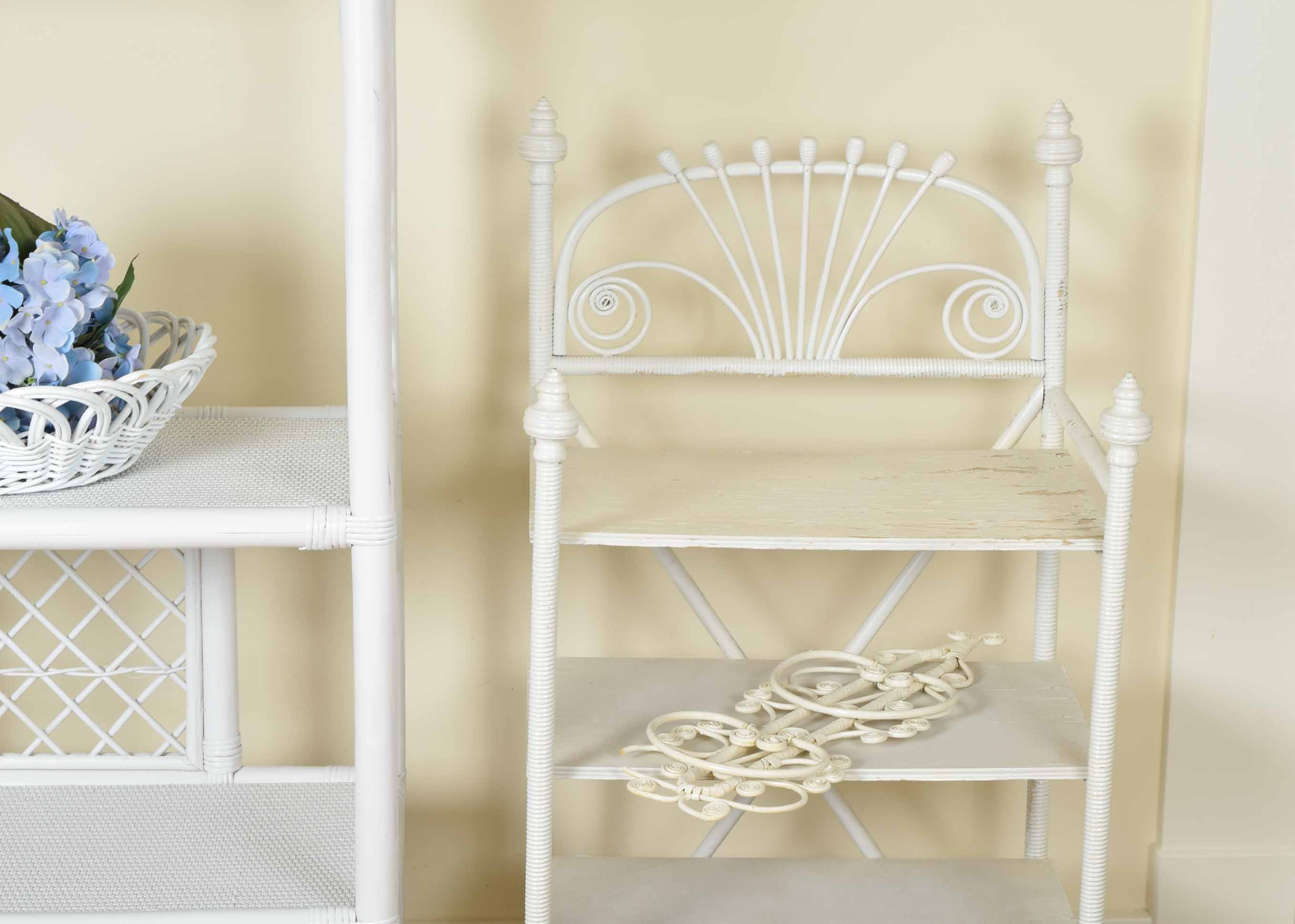 Bamboo and Rattan Shelf Duo