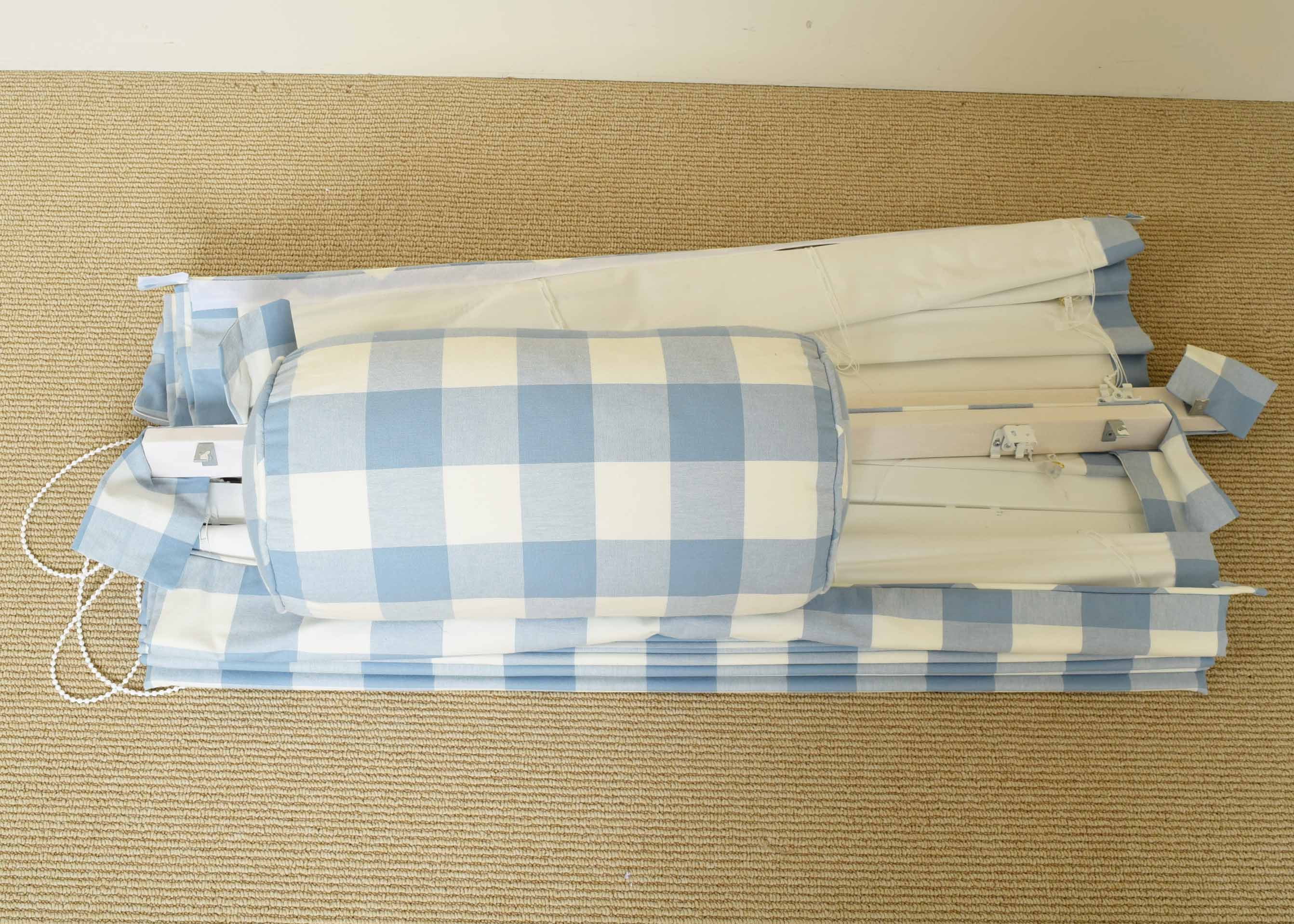 Pair of Roman Shades and Matching Pillow