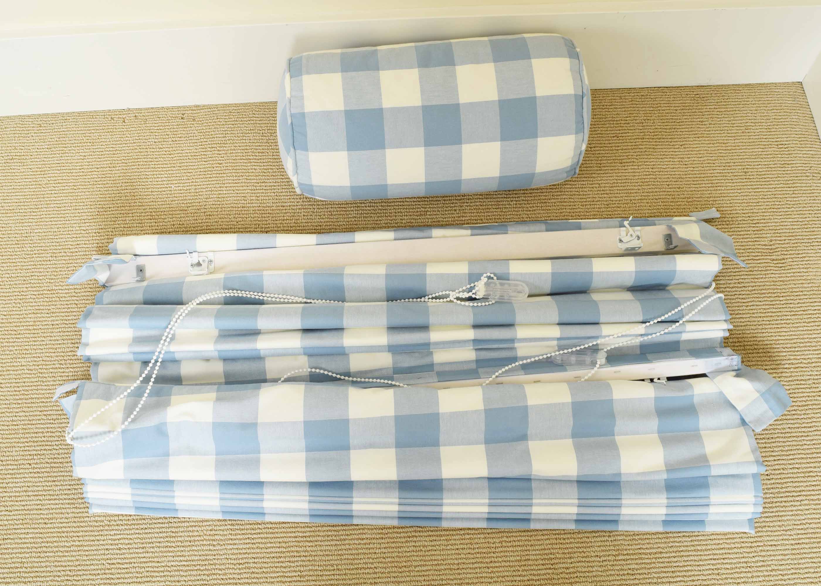 Pair of Roman Shades and Matching Pillow