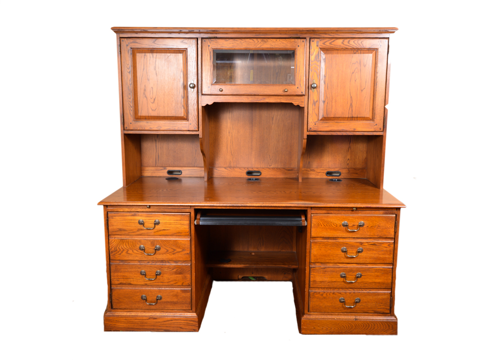 Oak Desk Work Station in Honey Brown Finish