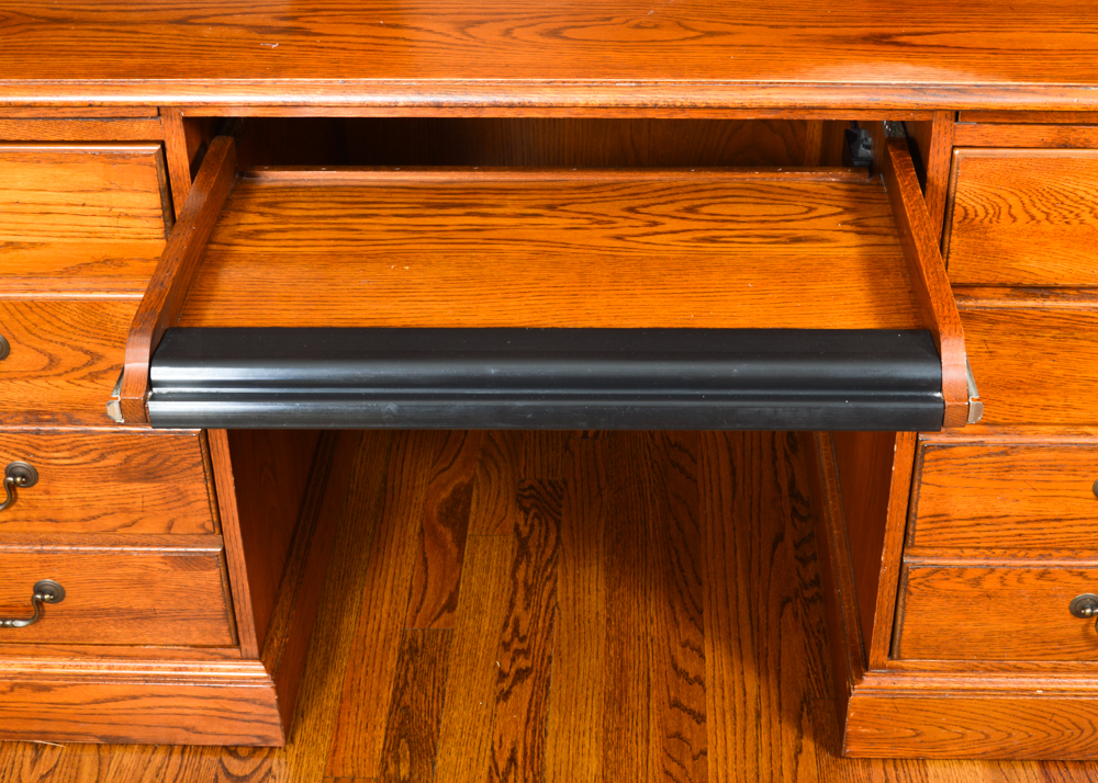 Oak Desk Work Station in Honey Brown Finish