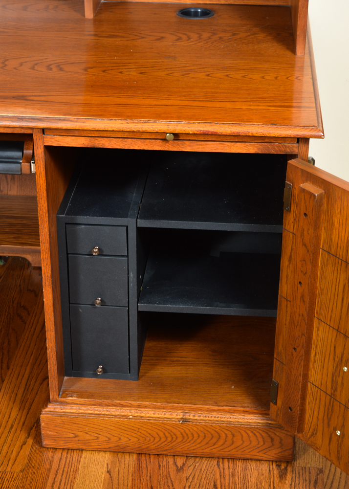 Oak Desk Work Station in Honey Brown Finish