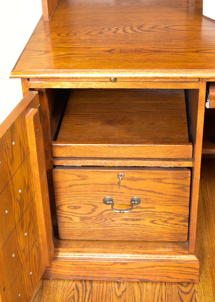 Oak Desk Work Station in Honey Brown Finish