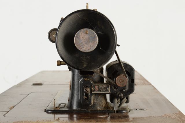 Vintage Sewing Machine and Walnut Veneer Sewing Table