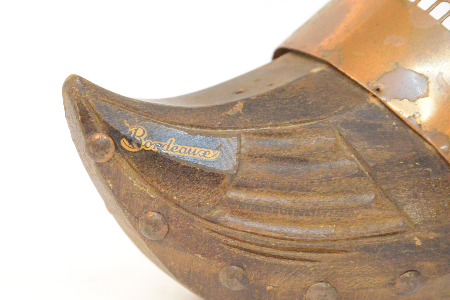 Vintage Brass Tone Shoe Wall Pocket and Wooden Shoe