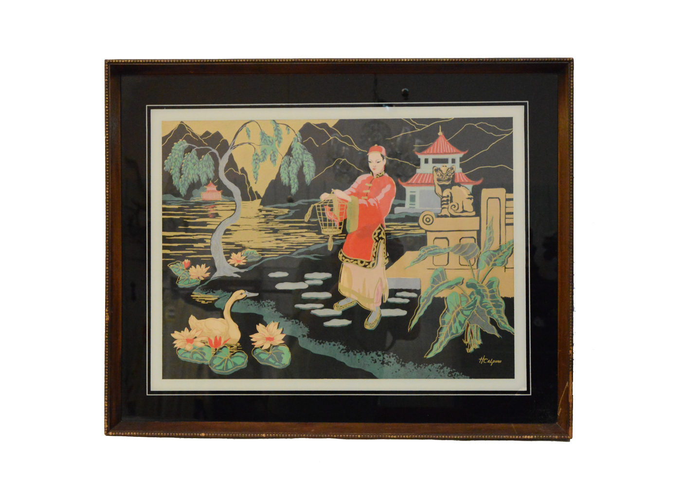 Framed Vintage Serigraph by Hemia Calpini
