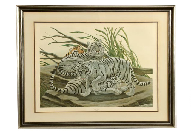 Signed and Numbered John Ruthven "White Tiger" Limited Edition Print