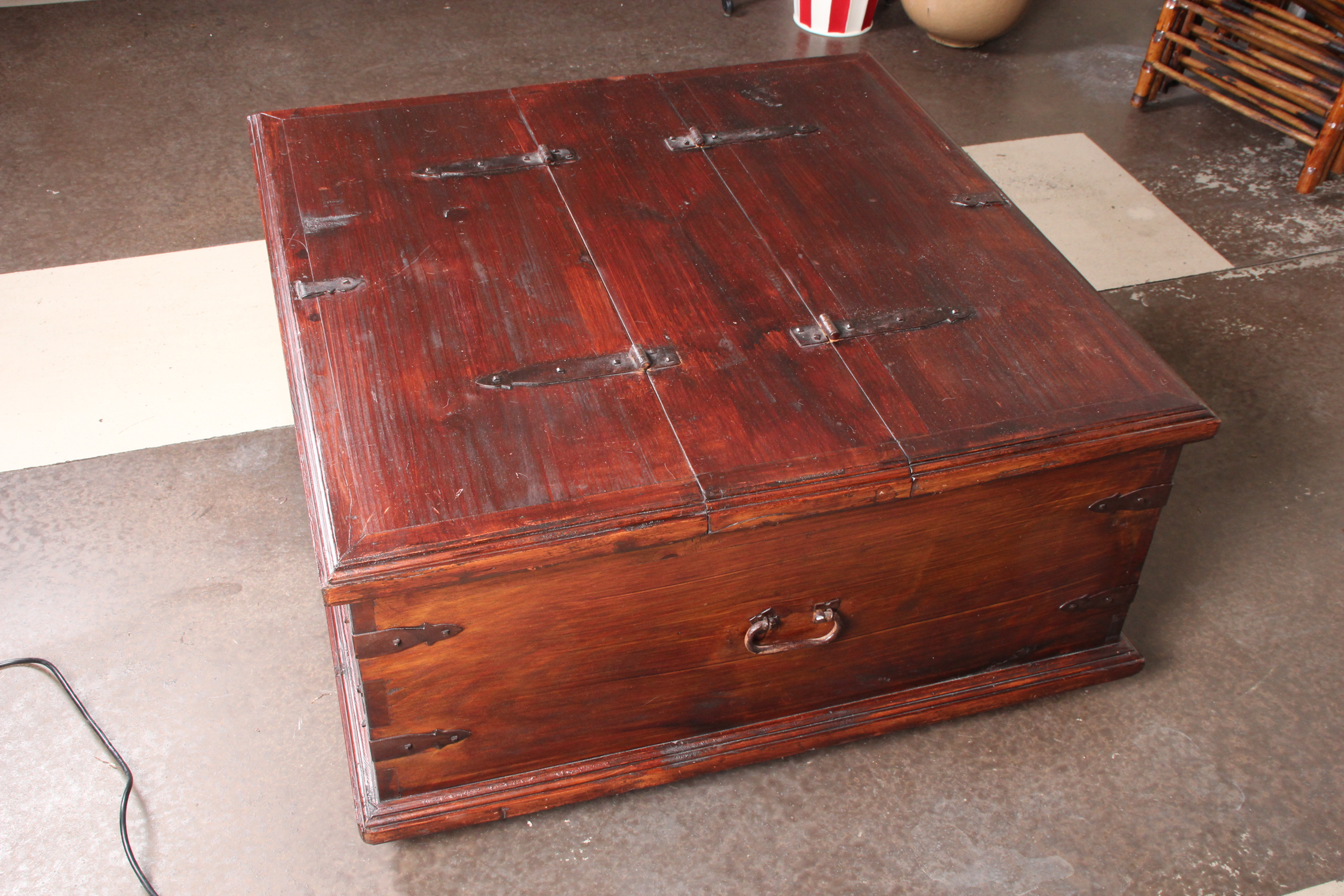 Cherry Stained Pine Trunk Coffee Table