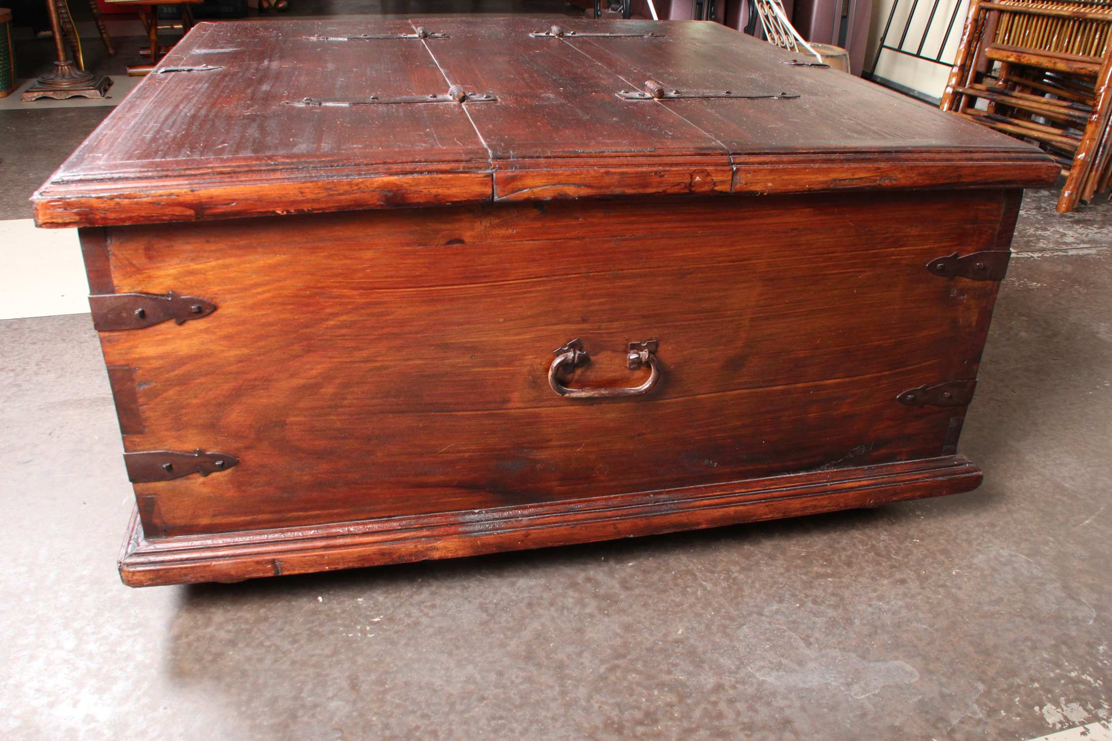 Cherry Stained Pine Trunk Coffee Table