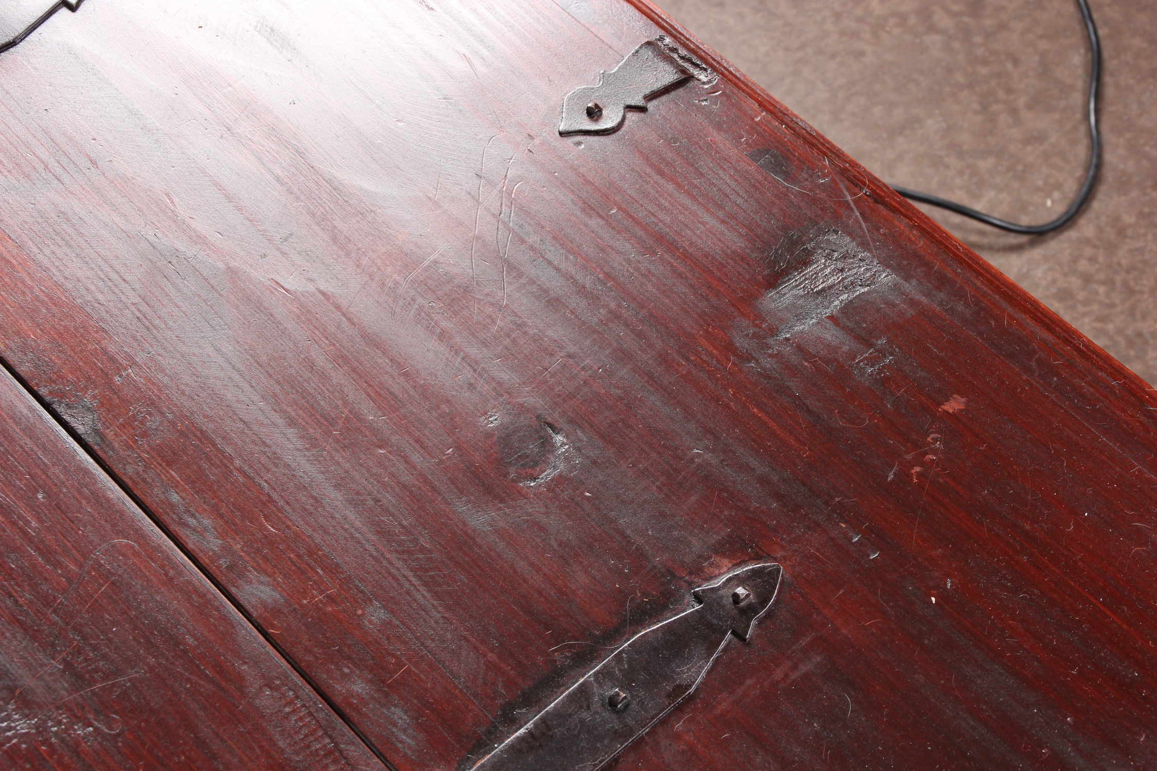 Cherry Stained Pine Trunk Coffee Table