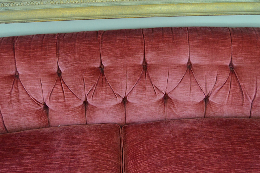 1970s-1980s Henredon Raspberry Velvet Sofa