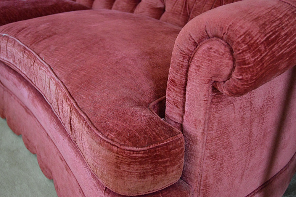1970s-1980s Henredon Raspberry Velvet Sofa