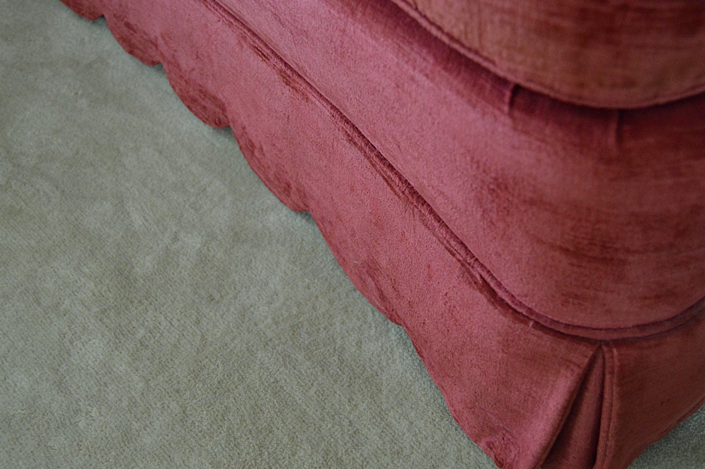 1970s-1980s Henredon Raspberry Velvet Sofa