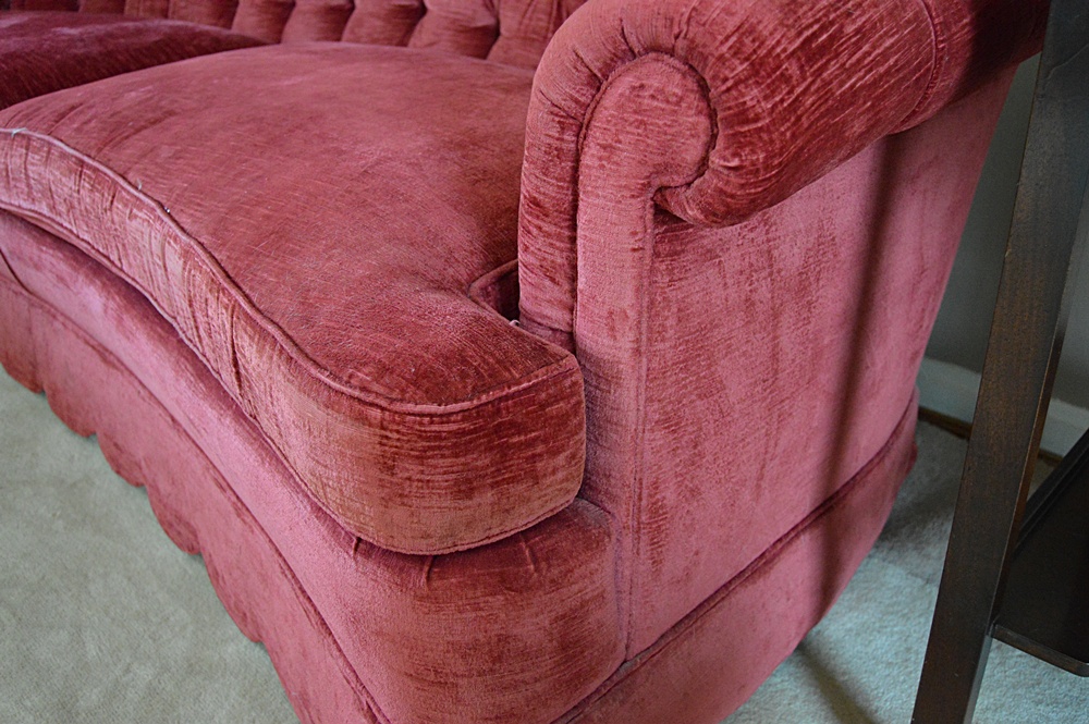 1970s-1980s Henredon Raspberry Velvet Sofa