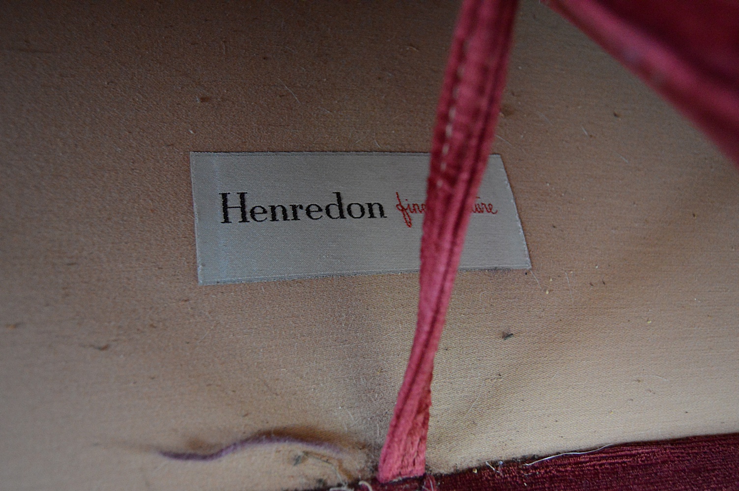 1970s-1980s Henredon Raspberry Velvet Sofa