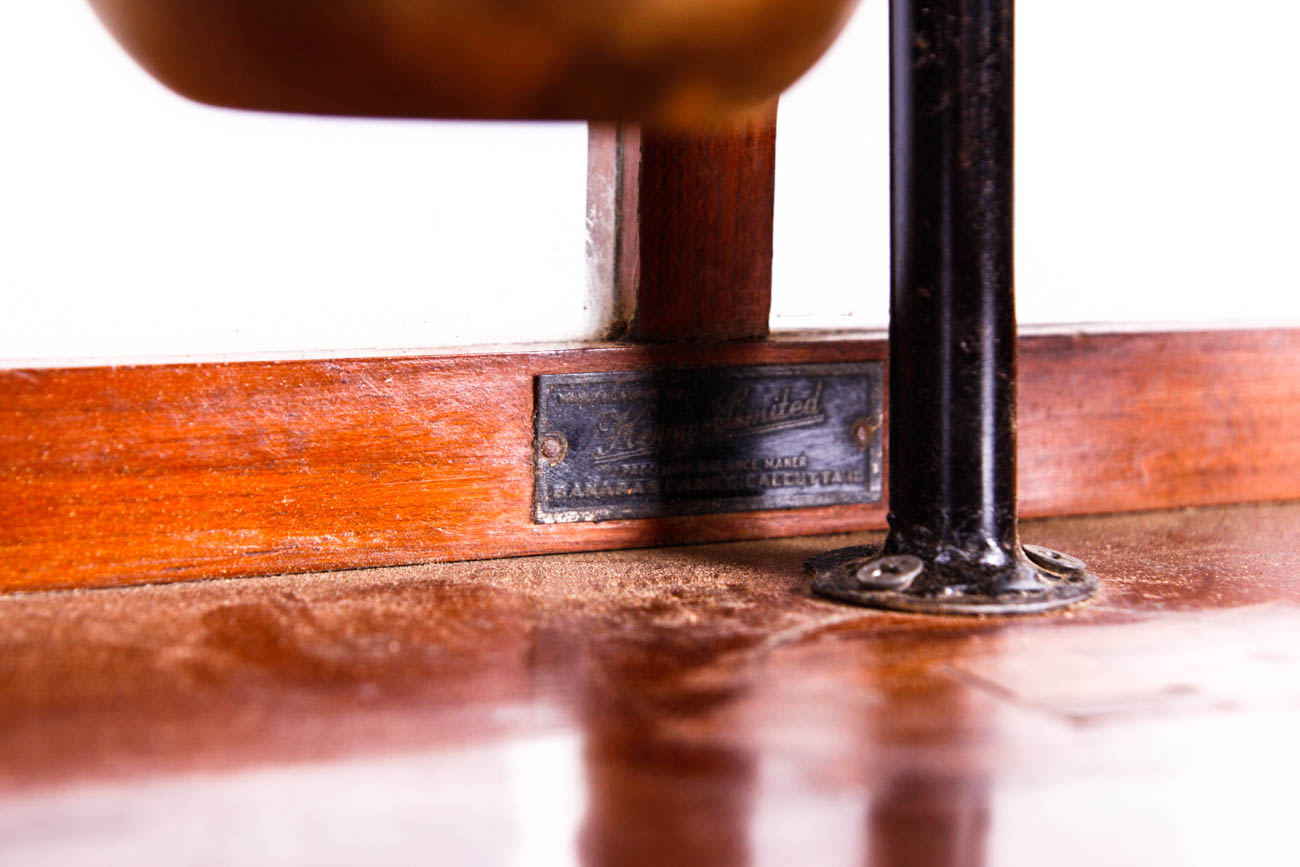 Antique Scale in Wood and Glass Display Case