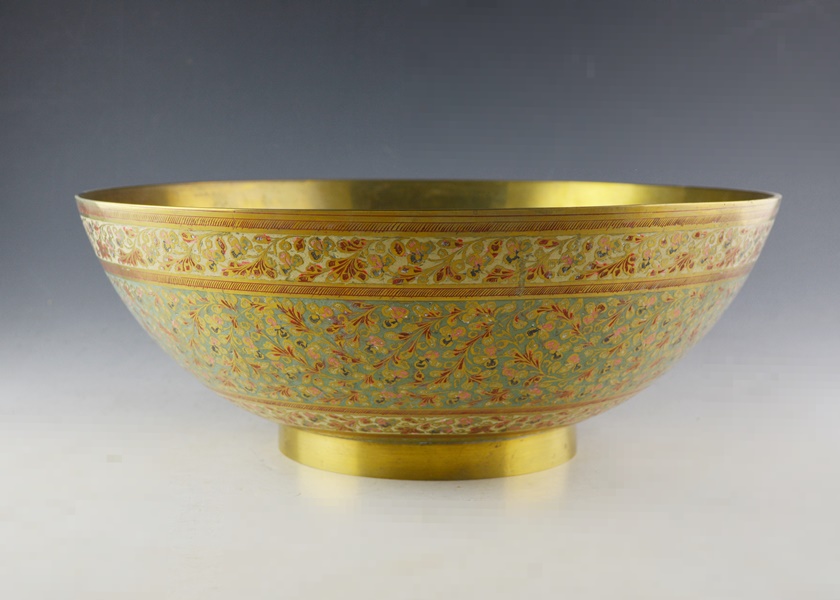 Cloisonné Floral Brass Bowl