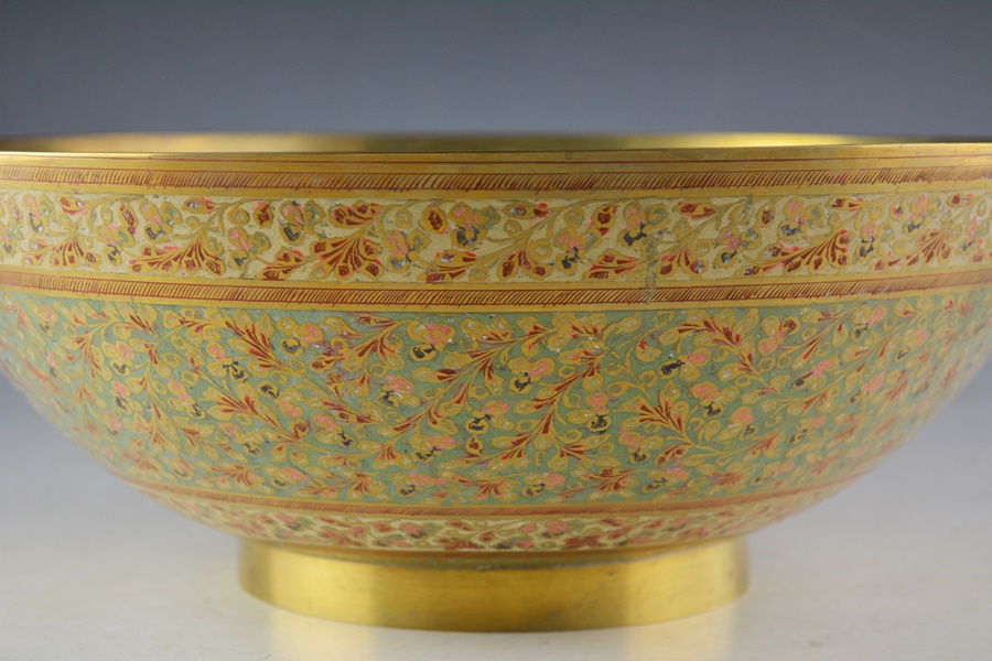 Cloisonné Floral Brass Bowl