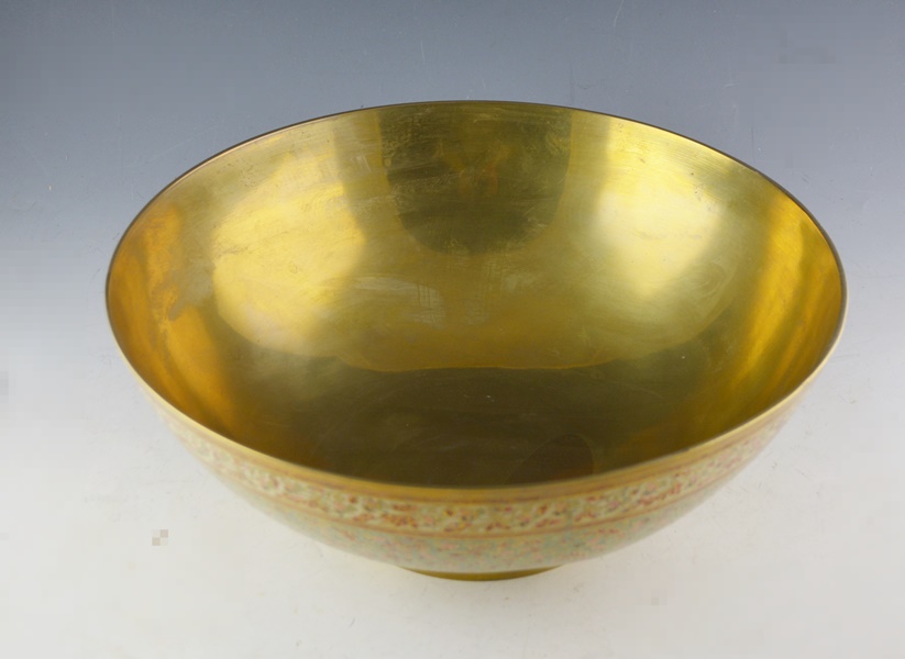 Cloisonné Floral Brass Bowl