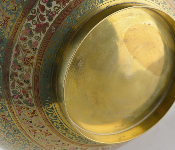 Cloisonné Floral Brass Bowl
