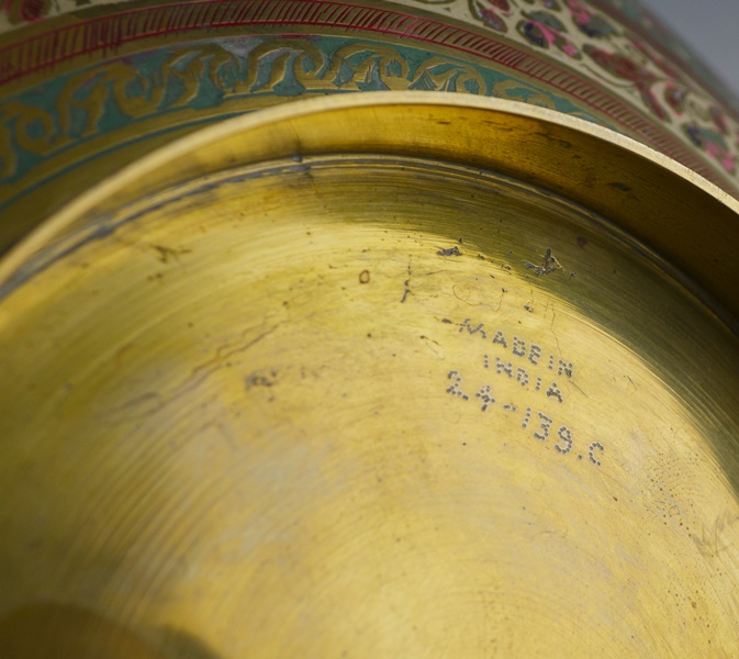 Cloisonné Floral Brass Bowl