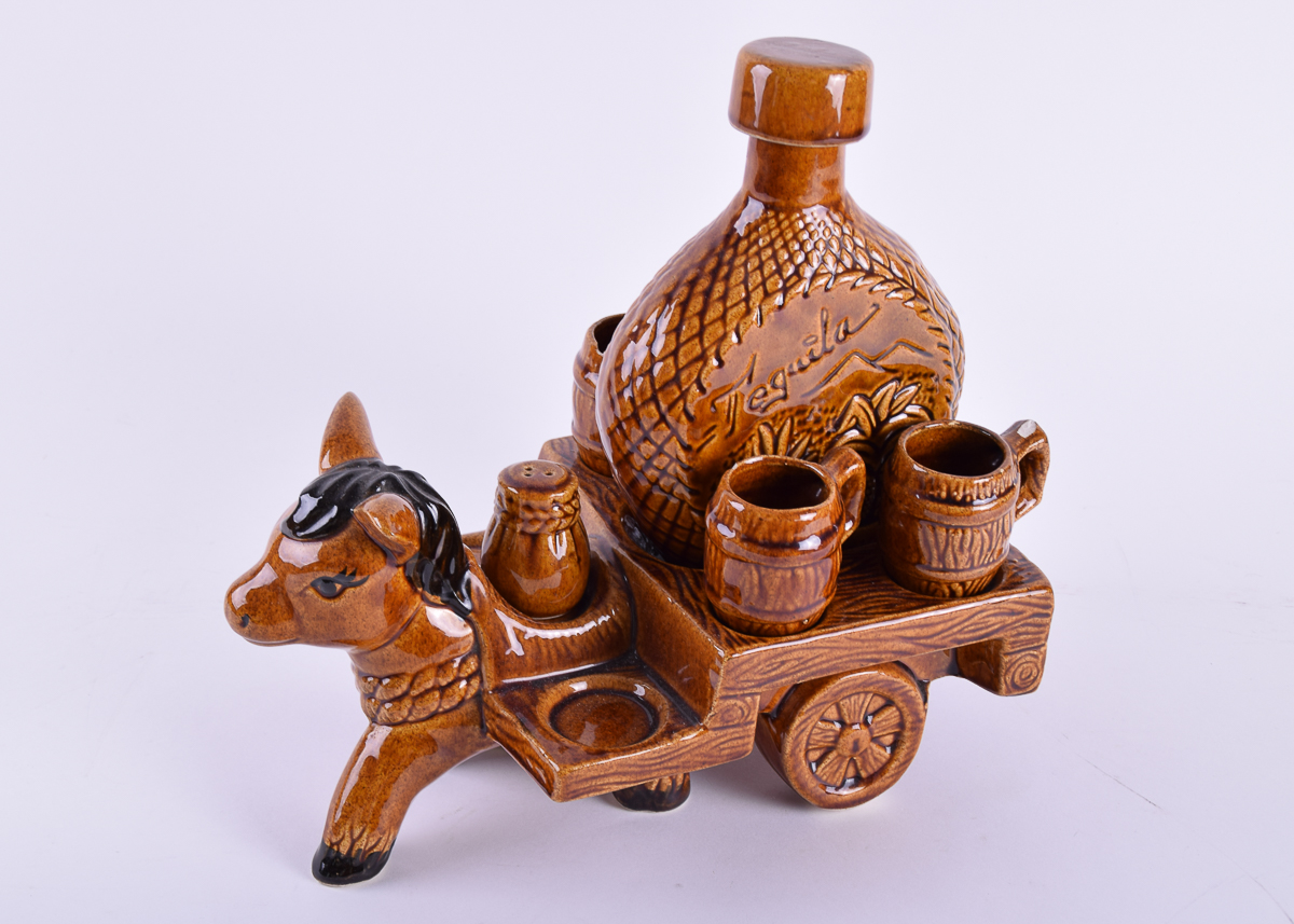 Vintage  Donkey Tequila Decanter Set