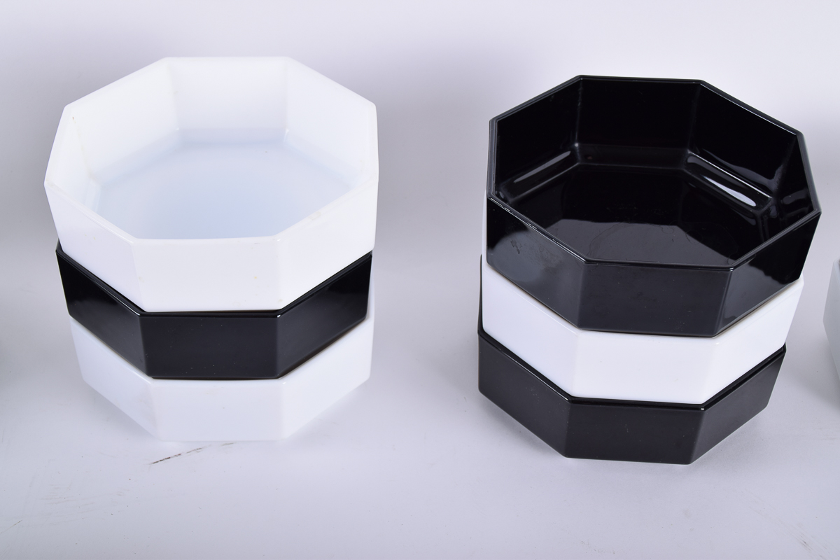 Arcoroc France Black and White Octagonal Tableware
