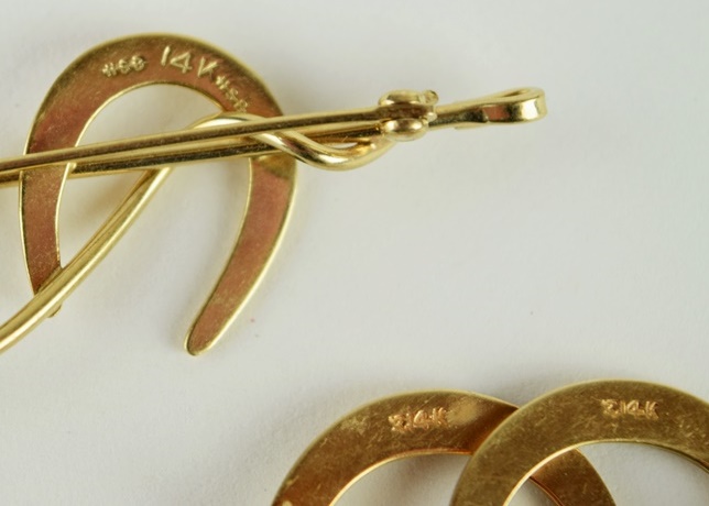 Equestrian Pins in 14K Yellow Gold