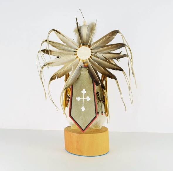 Navajo Kachina With Feather Headdress Signed Johnson Yaggie