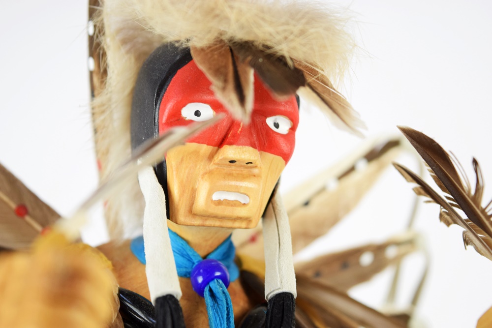 Navajo Kachina With Feather Headdress Signed Johnson Yaggie